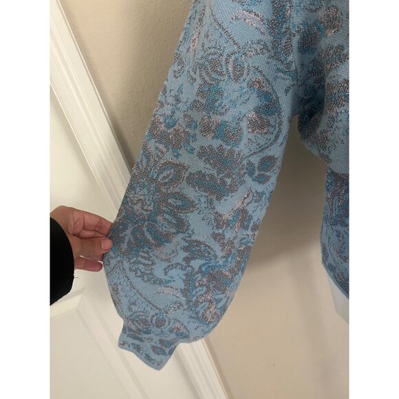 NWT ANTHROPOLOGIE powder blue bell-sleeve turtleneck  sweater SMALL - Picture 3 of 8